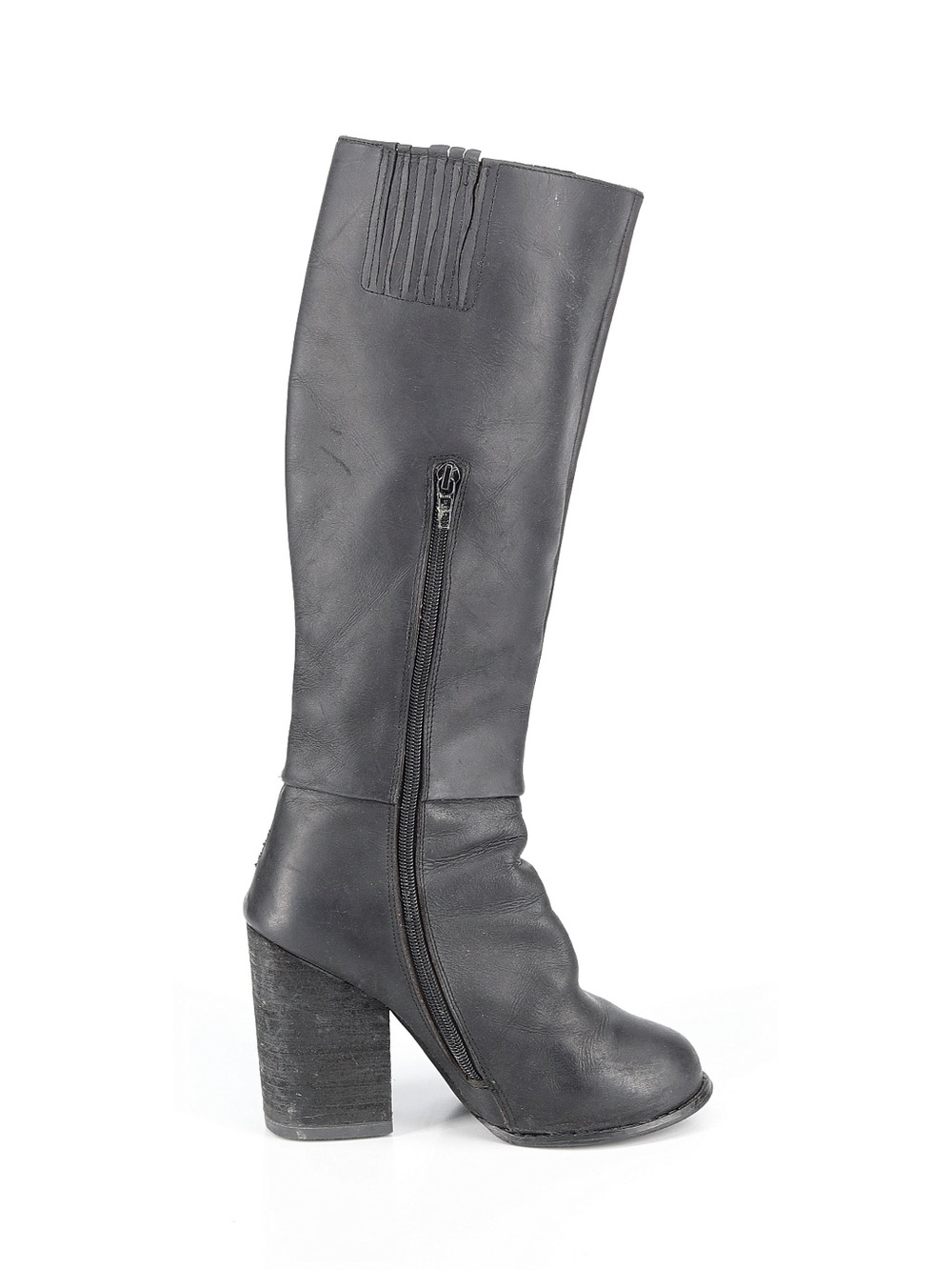 Jeffery Campbell Classic Tall Black Leather Block Heel Boots Size 7